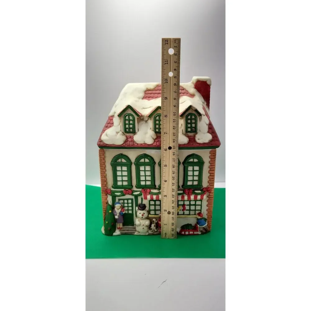 Christmas Toy Shop Ceramic Cookie Jar Canister House Holiday Village Decor